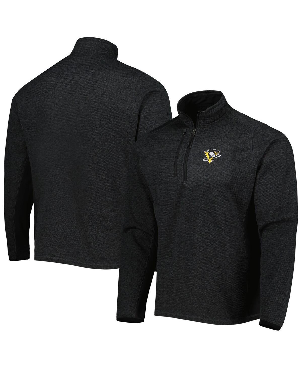 Mens Antigua Heathered Black Pittsburgh Penguins Course Quarter-Zip Jacket Product Image