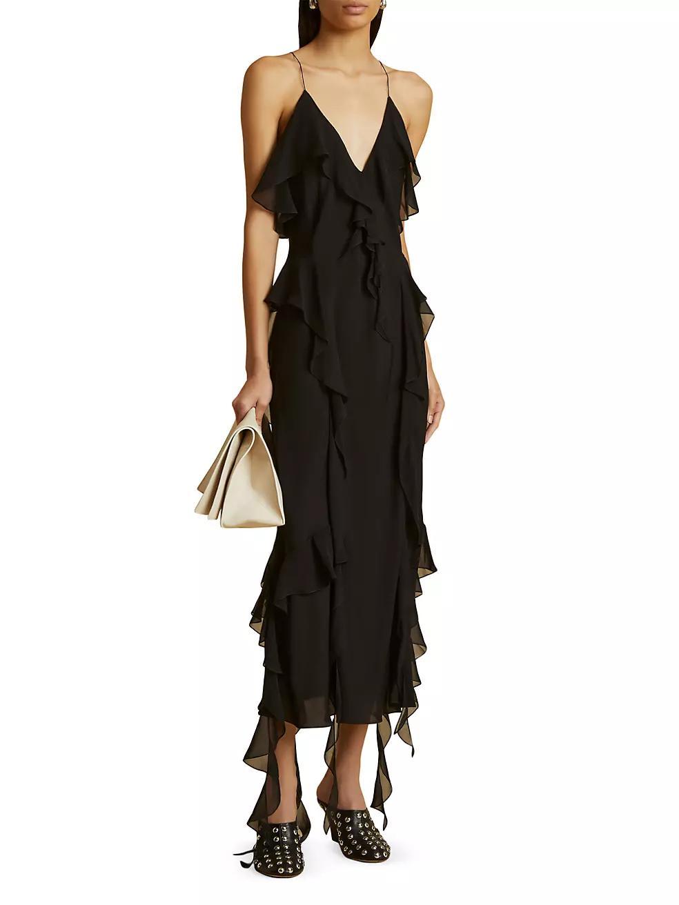 Pim Ruffle Silk Maxi Dress Product Image