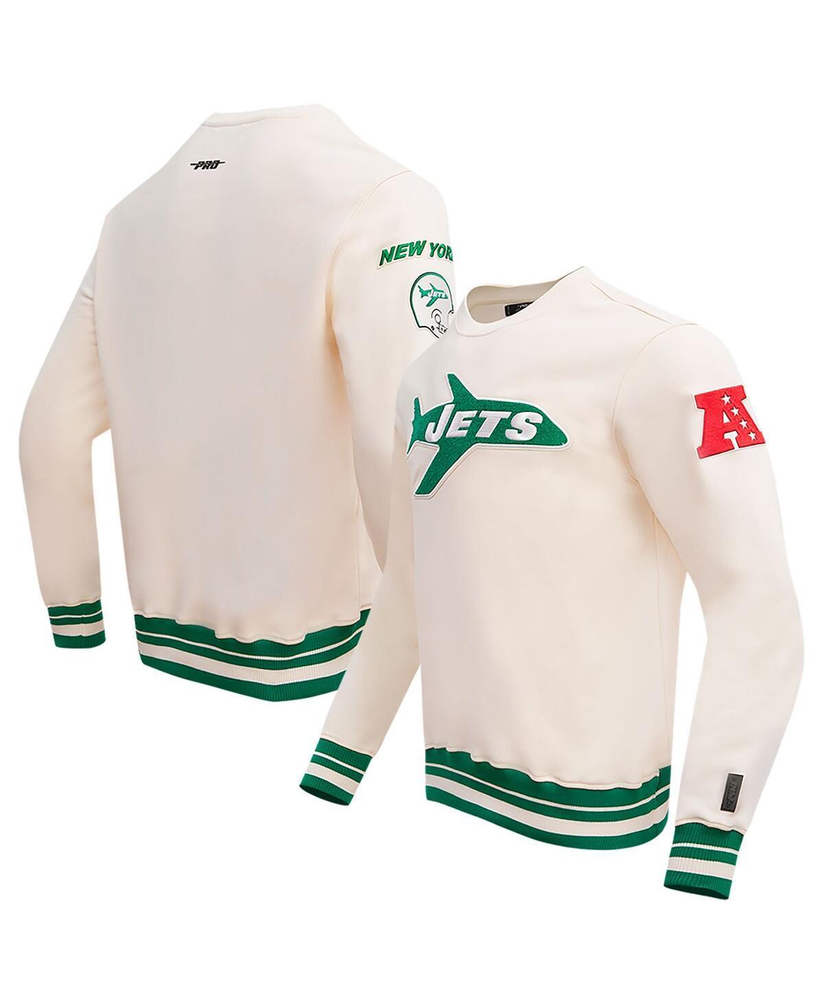 Mens Pro Standard Cream New York Jets Retro Classics Fleece Pullover Sweatshirt Product Image