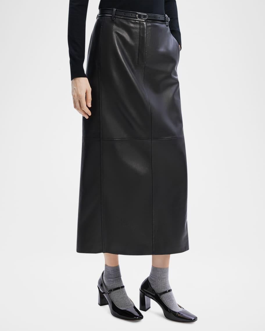 High-Rise Nappa Leather Midi Trouser Skirt Product Image