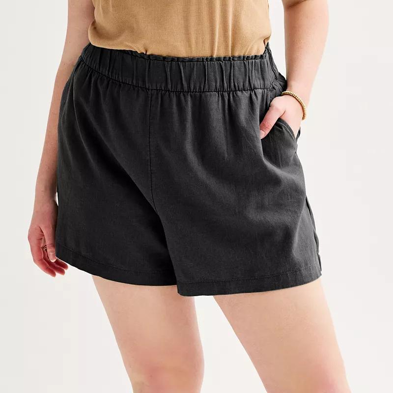 Plus Size Sonoma Goods For Life Femme Linen-Blend Shorts, Womens Product Image