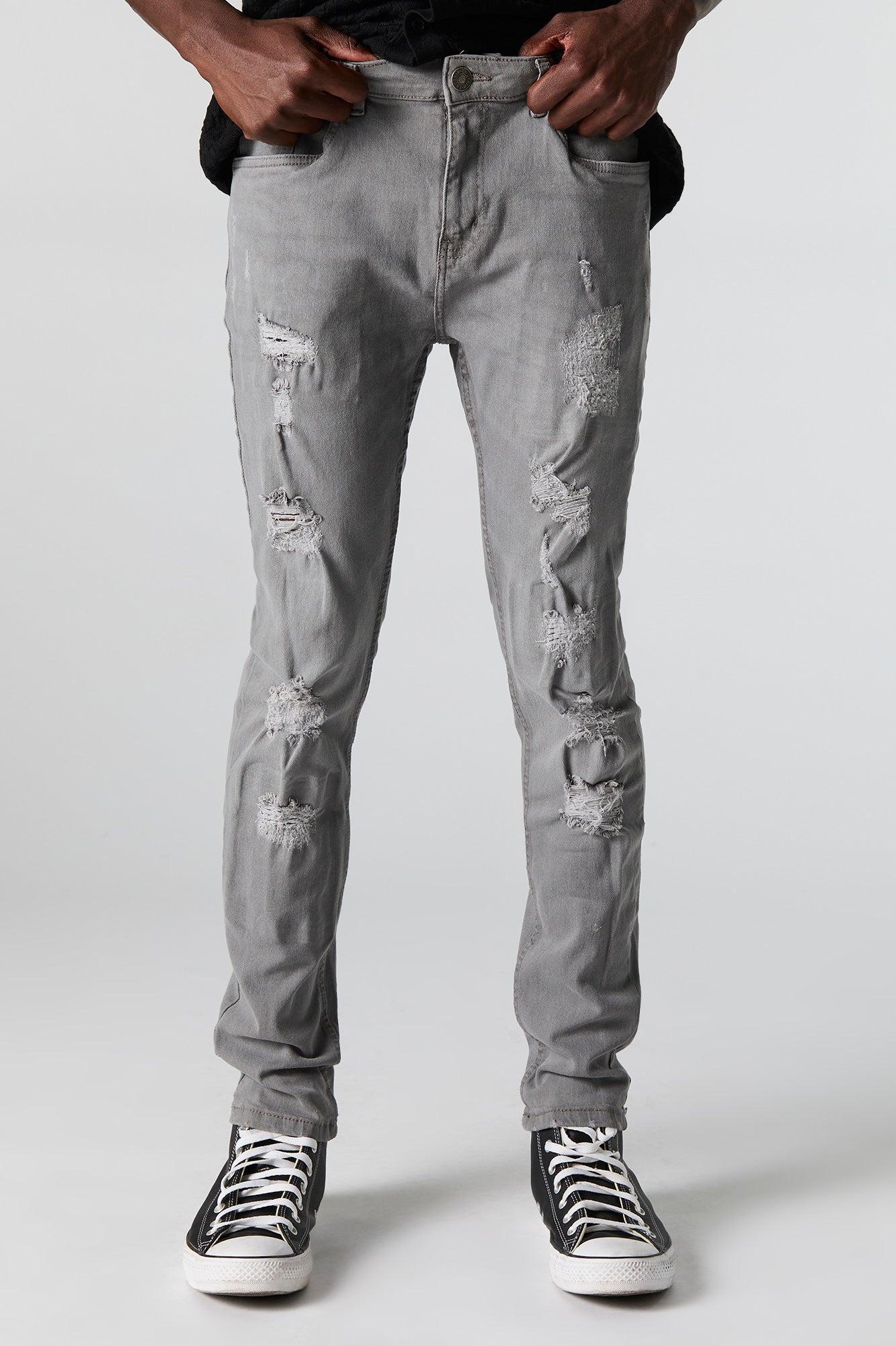 Grey Wash Distressed Skinny Jean Male Product Image