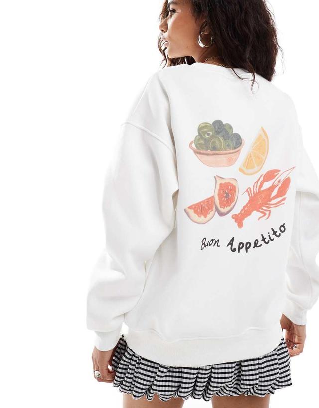 Bailey Rose relaxed sweatshirt with Buon Appetito in cream Product Image