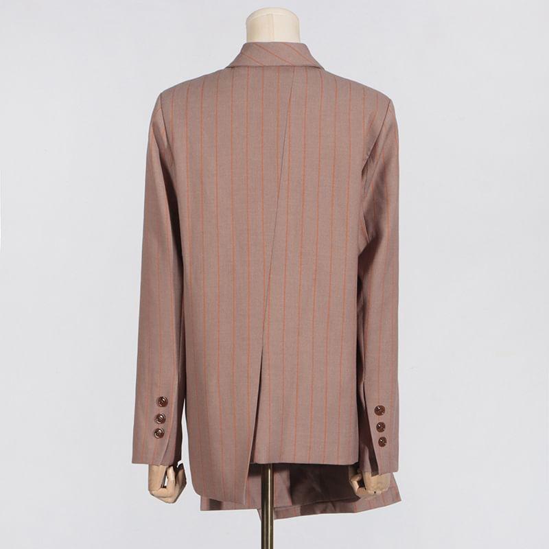 Pinstriped Asymmetrical Single-Breasted Blazer Product Image