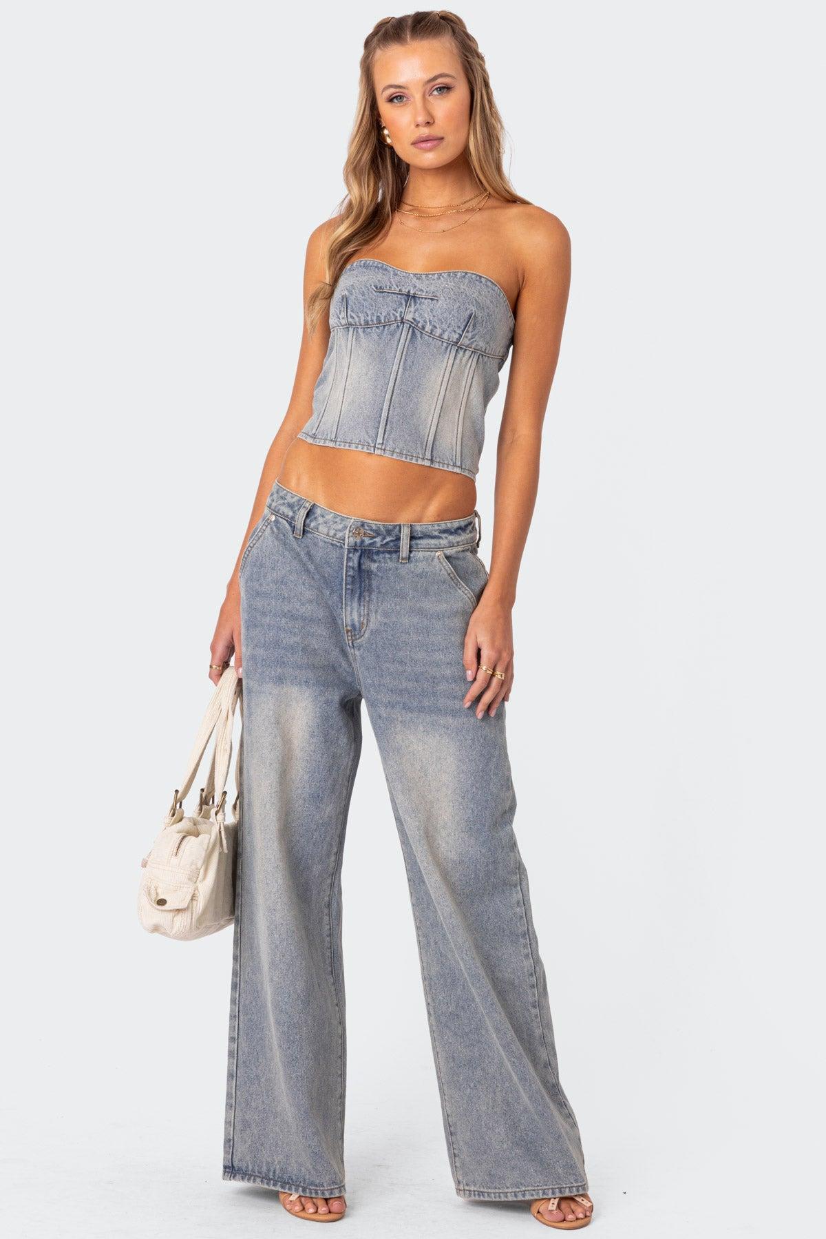 Myla Washed Wide Leg Jeans Product Image