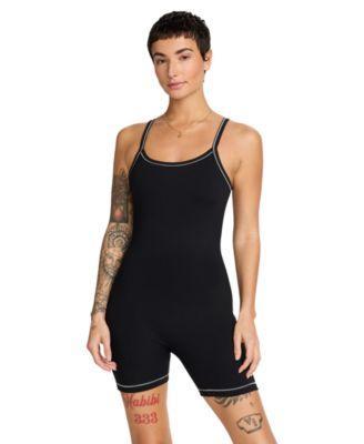 Nike Womens One Dri-Fit Short Bodysuit - Black/lt Orewood Brn Product Image