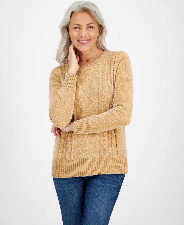 Style & Co Womens Crewneck Chenille Cable-Knit Sweater, Created for Macys Product Image