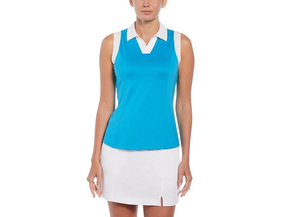 Callaway Sleeveless V-Placket Color-Block Polo (Vivid ) Women's Clothing product image