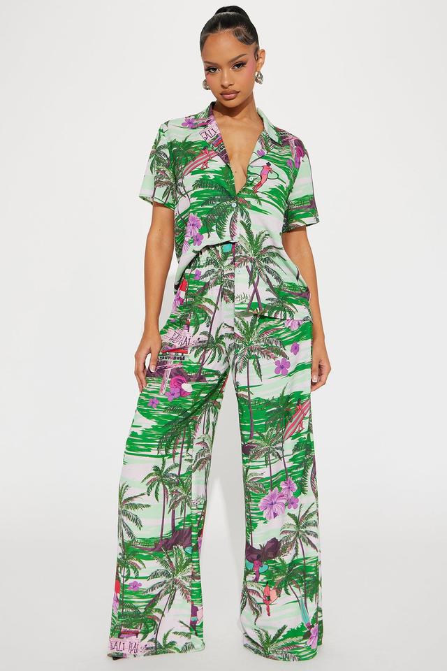 Island Time Pant Set - Green/combo Product Image