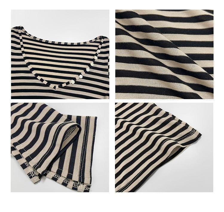 Striped Skinny V-Neck T-Shirt Product Image