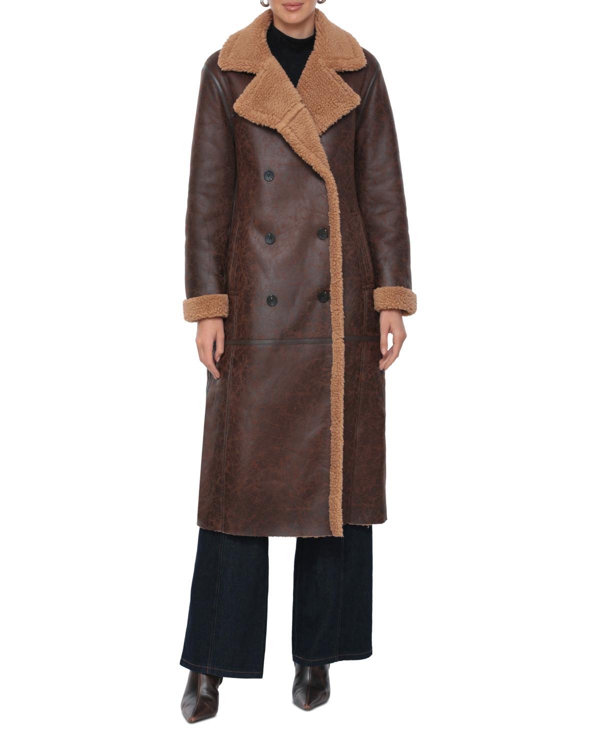 Avec Les Filles Womens Faux-Shearling Longline Coat Product Image