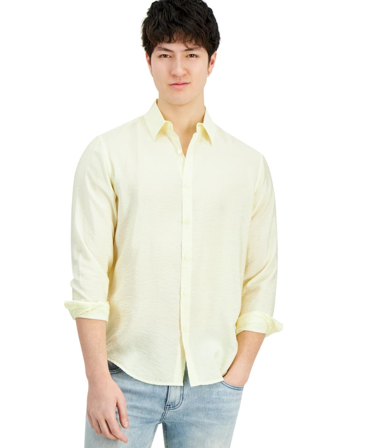 I.n.c. International Concepts Mens Dash Long-Sleeve Button Front Crinkle Shirt, Created for Macys Product Image