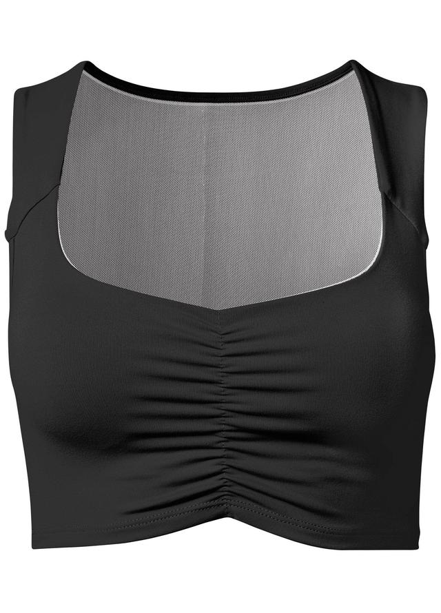 Ruched Cropped Sports Top - Black Product Image