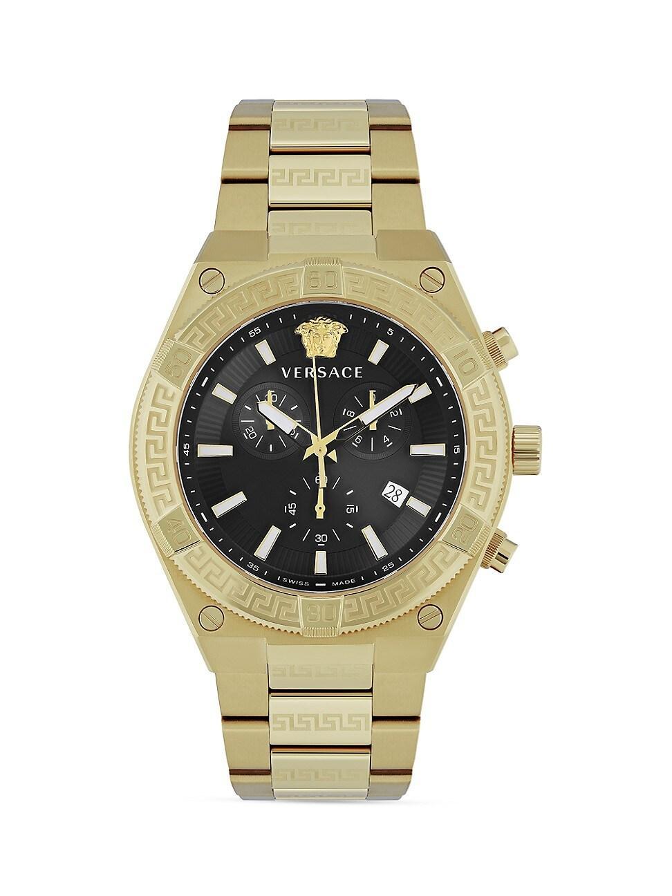 Versace V-Sporty Greca Chronograph Leather Strap Watch, 46mm Product Image