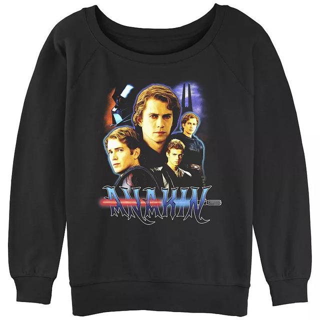 Juniors Star Wars Anakin Skywalker Collage Slouchy Terry Graphic Pullover, Womens Product Image