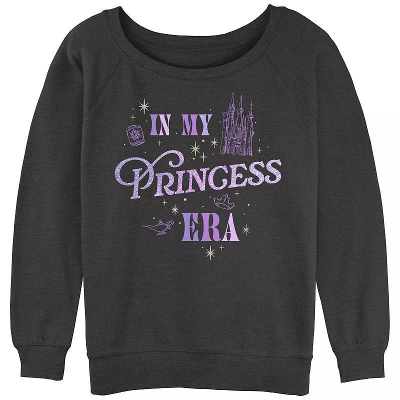 Disney Princesses Juniors In My Princess Era Slouchy Terry Graphic Pullover, Womens Grey Heather Product Image