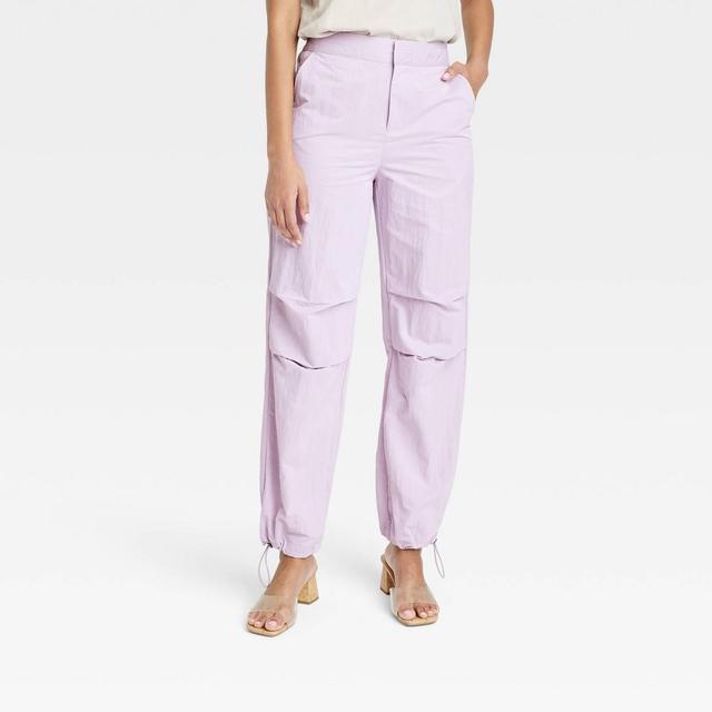 Womens High-Rise Parachute Pants - A New Day Lavender 8 Product Image