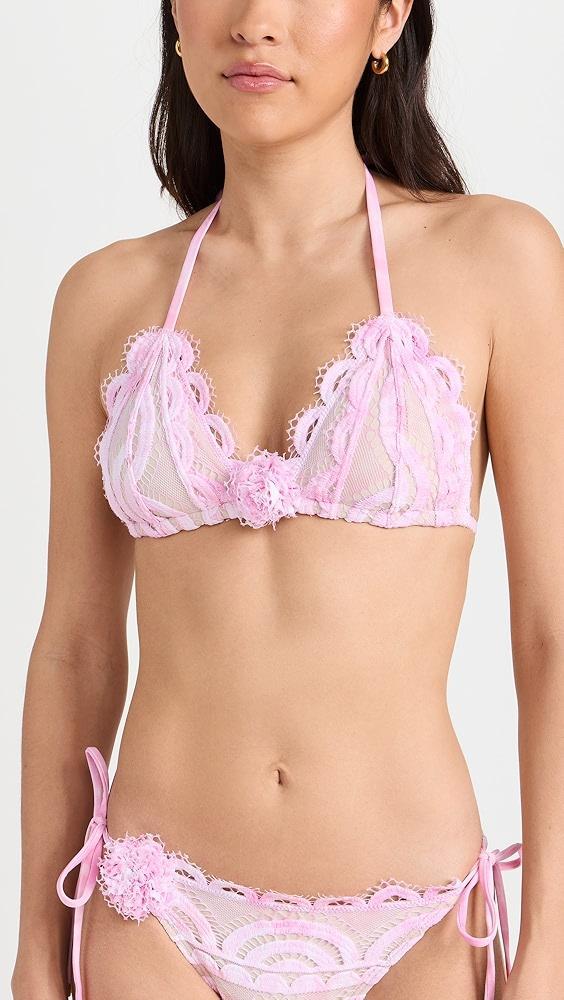 PQ Swim Rosette Lace Triangle Bikini Top | Shopbop Product Image