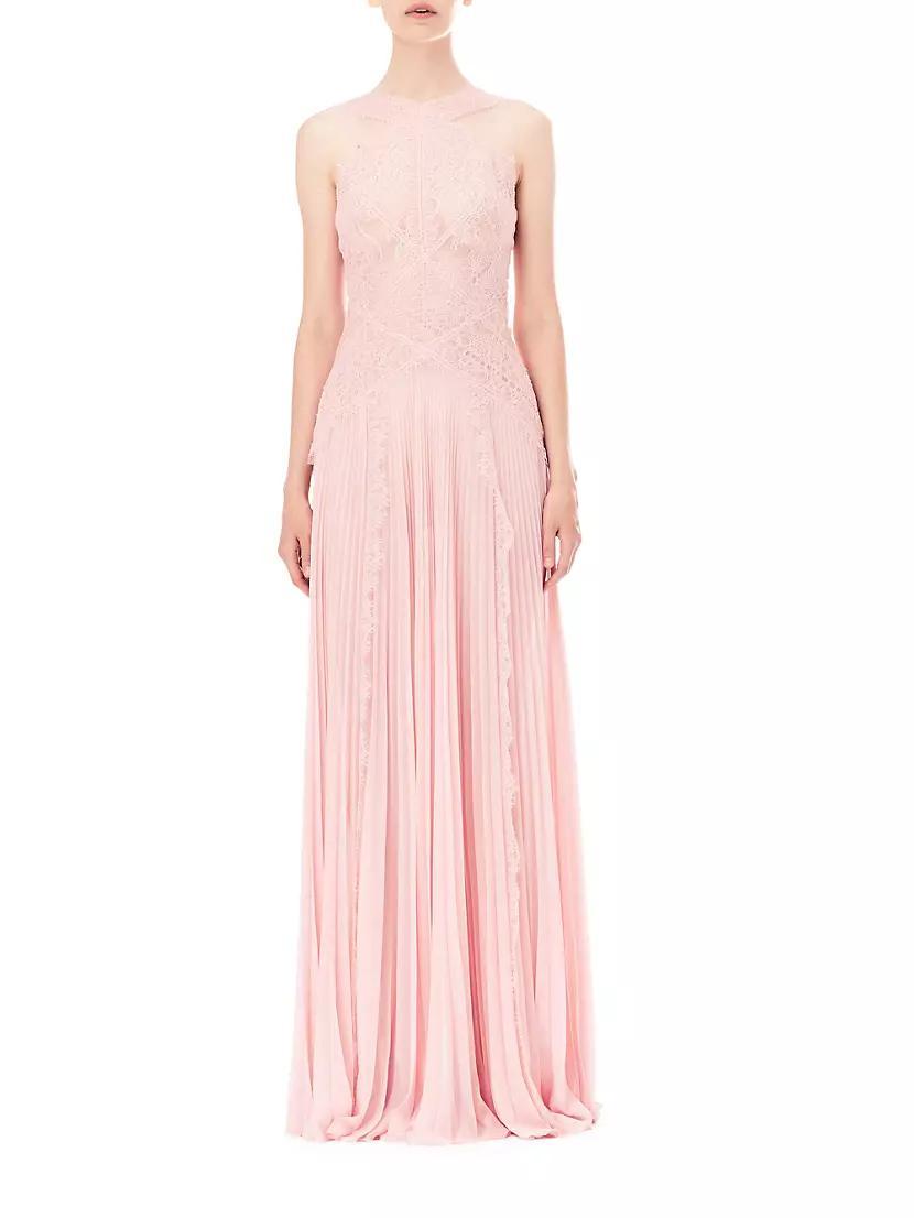 Lace & Pleated Chiffon Sleeveless Maxi Dress Product Image