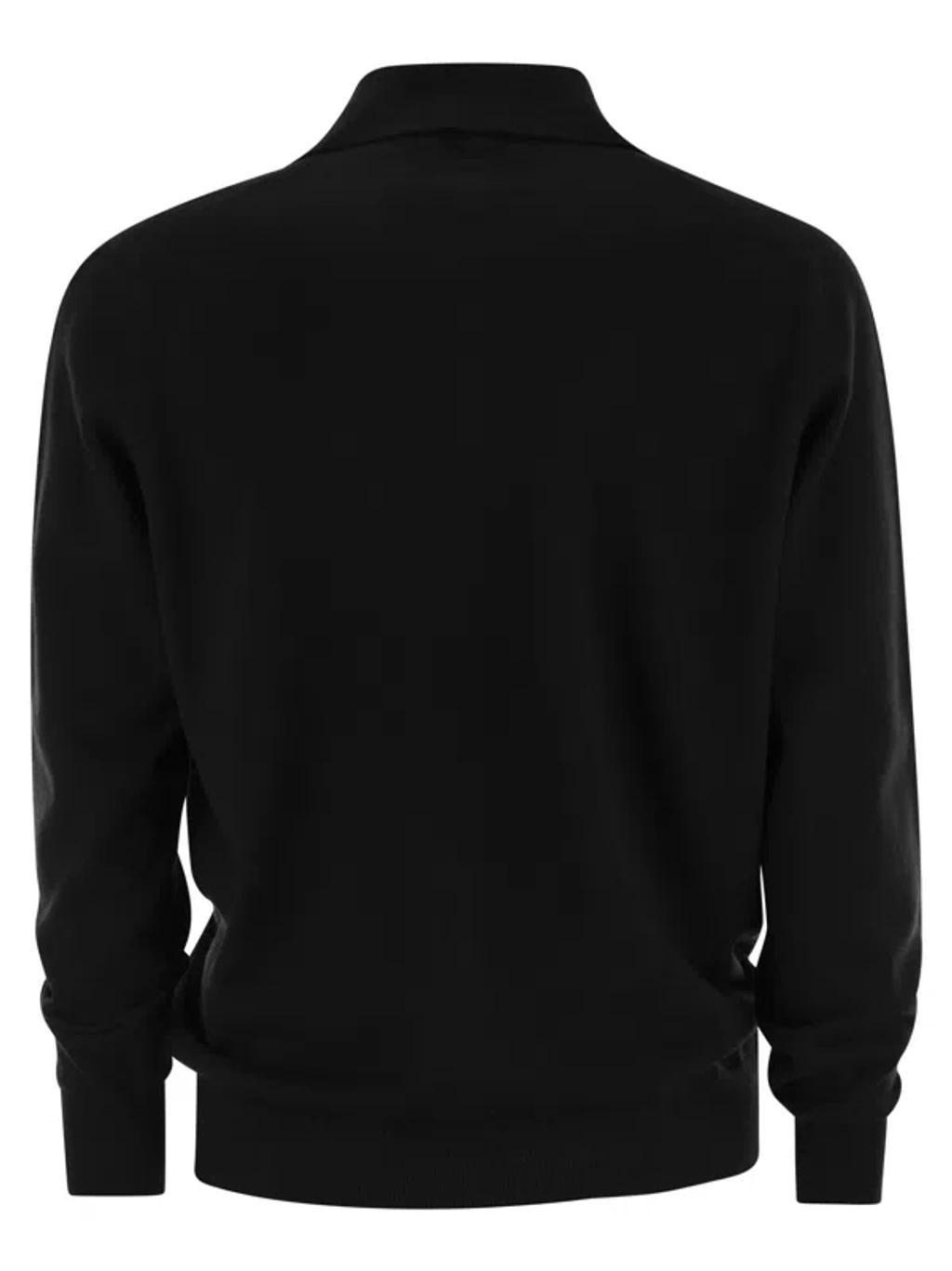 Knitted Polo Shirt In Black Product Image