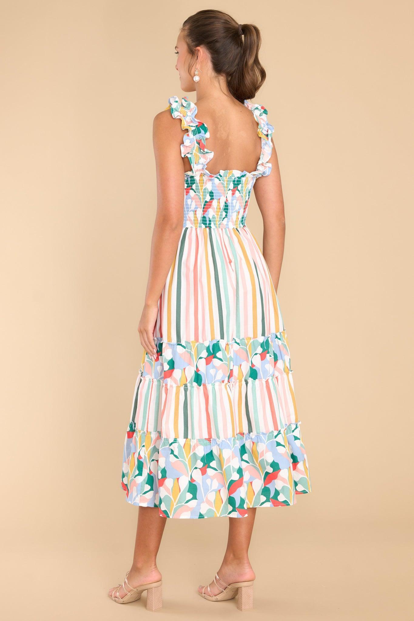 Aura Such A Dreamer Desert Sage Multi Stripe Midi Dress Product Image