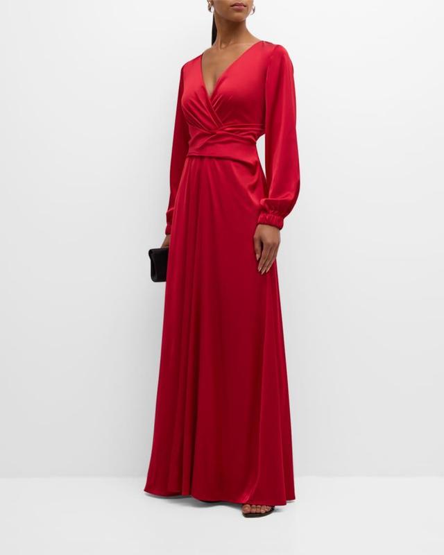 Voile Satin Long-Sleeve Gown Product Image