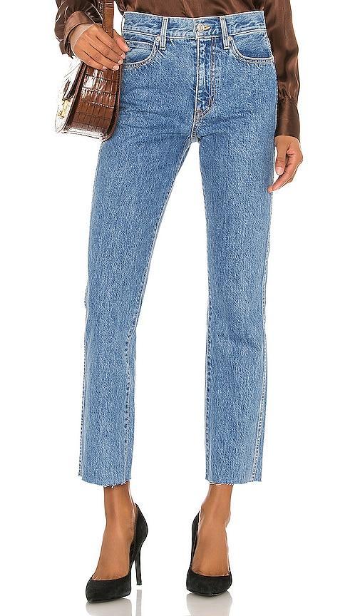 SLVRLAKE Hero High Waist Raw Hem Slim Straight Leg Jeans Product Image