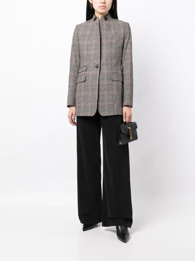 Plaid-check Pattern Single-breasted Blazer In Brown Product Image