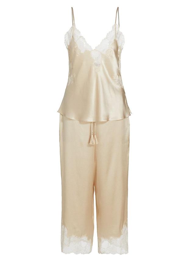 Womens Lolita Silk Crop 2-Piece Pajama Set Product Image