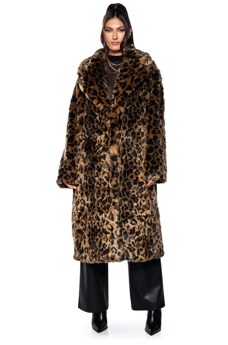 CATTY FAUX FUR LEOPARD COAT Product Image