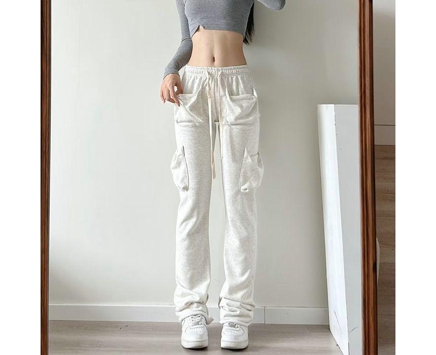 Drawstring Straight Leg Cotton Pants Product Image