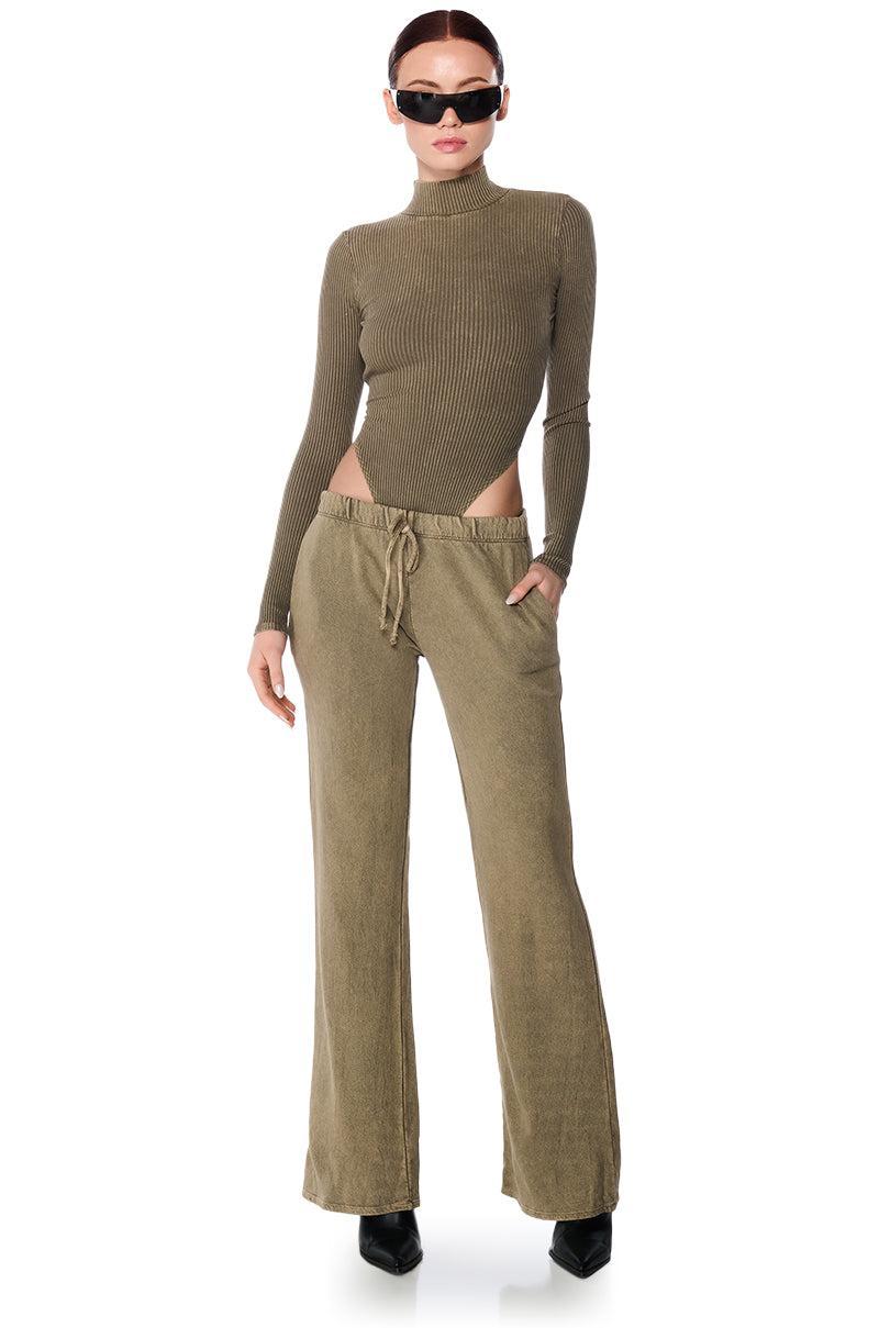 JOJO MINERAL WASH WIDE LEG SWEATPANT IN LIGHT BROWN Product Image