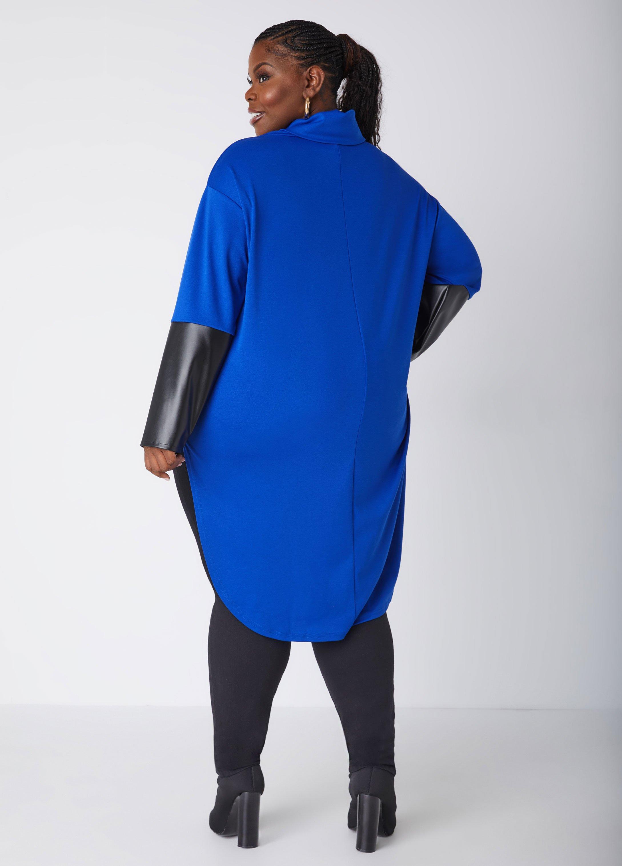 Faux Leather Paneled Hi Low Tunic Product Image