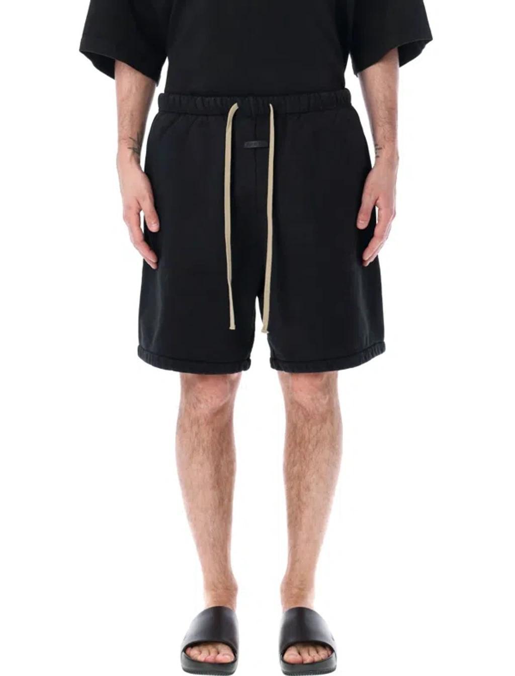 High Waist Drawstring Shorts In Black Product Image