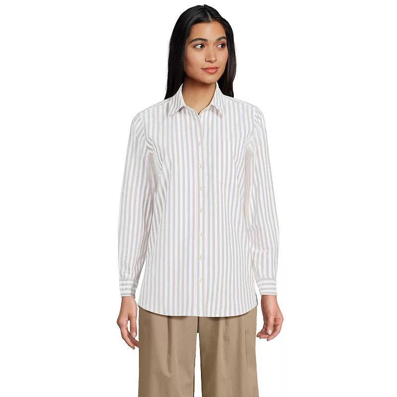 Petite Lands End Long Sleeve Button-Down Oxford Shirt, Womens Product Image