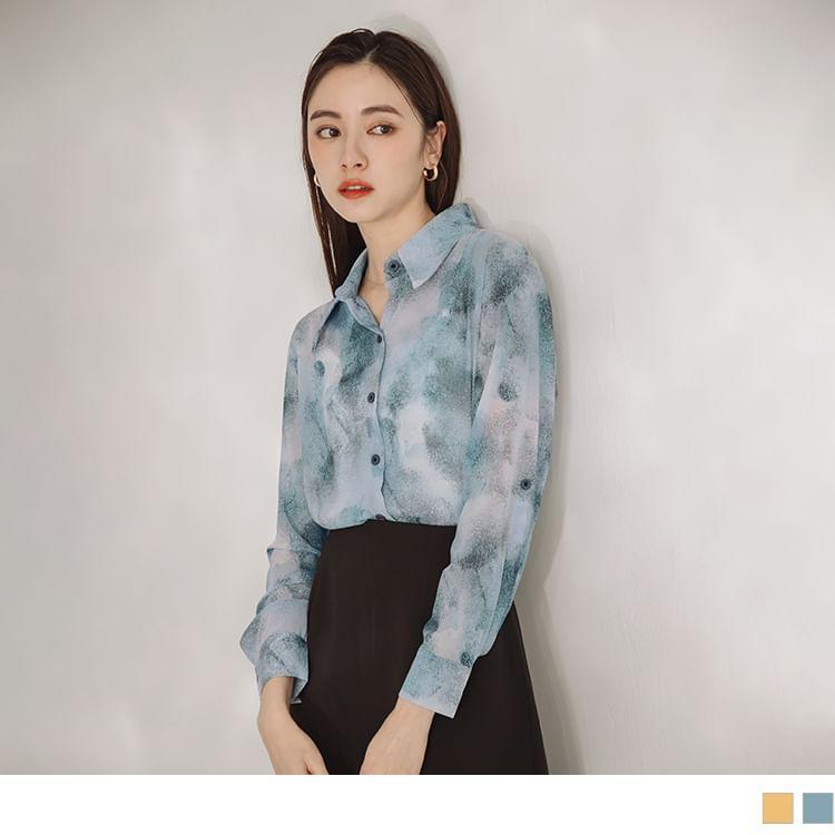 Long-Sleeve Tie Dye Shirt Product Image