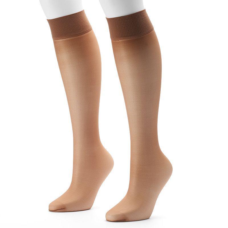 Hanes Alive 2-pk. Full Support Knee-High Pantyhose 0A446, Womens Product Image