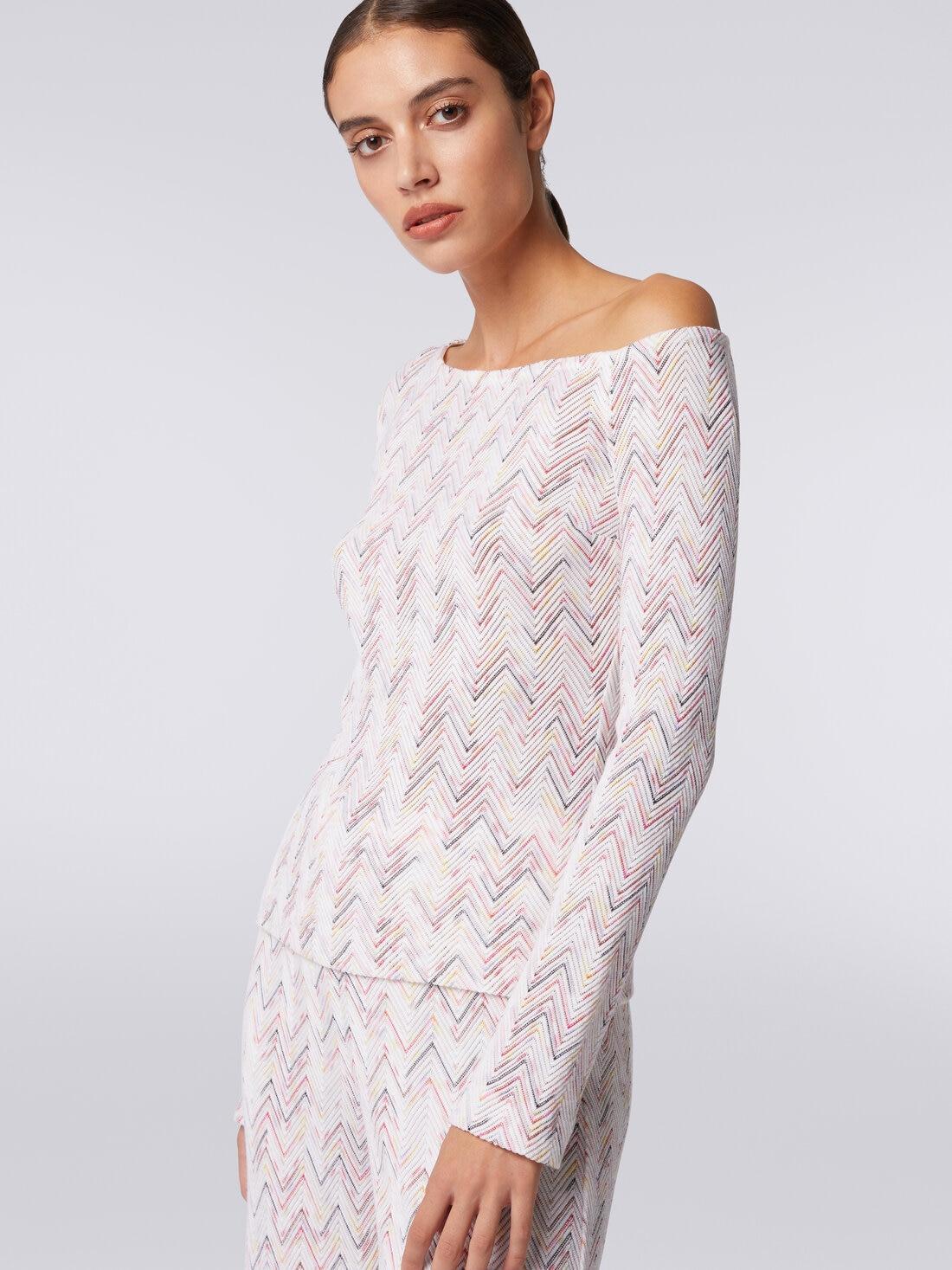 Pullover in chevron viscose and wool with asymmetrical neckline Multicoloured | Missoni Product Image