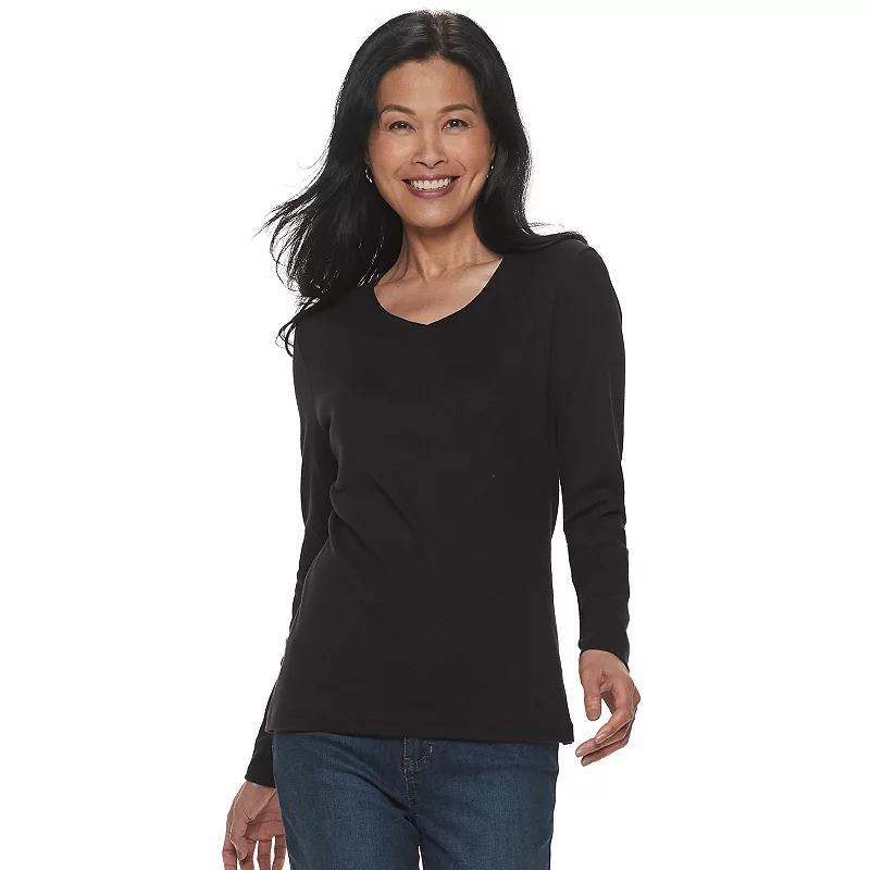 Womens Croft & Barrow Essential Long Sleeve V-Neck Tee Product Image