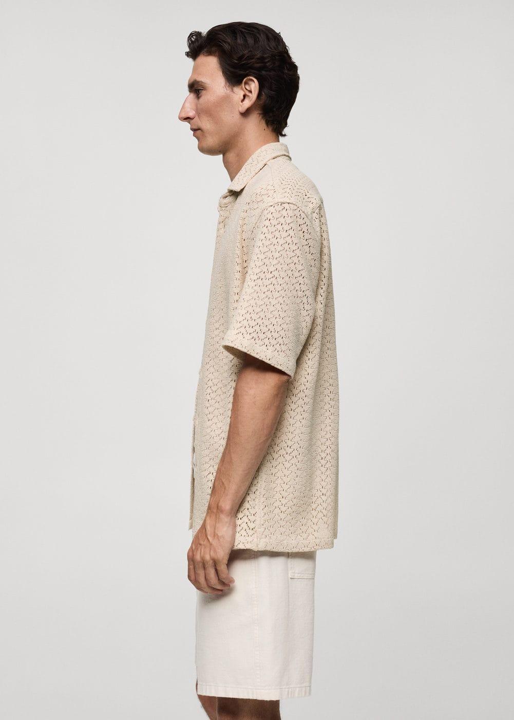 MANGO MAN - Openwork knitted shirt sandMen Product Image