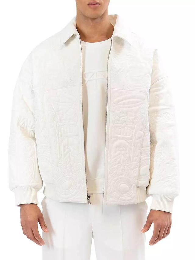 Oversized-Fit Leather Bomber Jacket Product Image