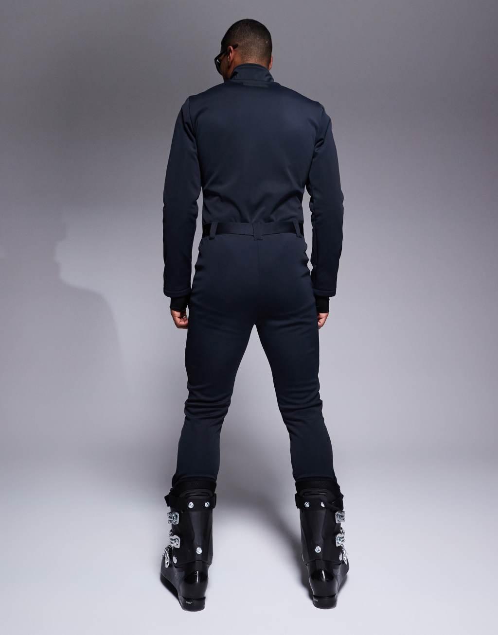 ASOS 4505 Ski Icon water repellent insulated ski suit with skinny leg in black Product Image