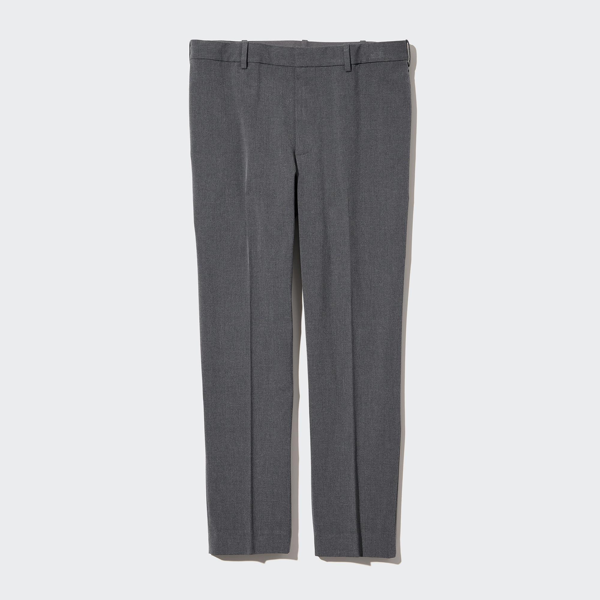 Mens Smart Ankle Pants (2-Way Stretch, Wool-Like, Tall) Gray Small UNIQLO US Product Image