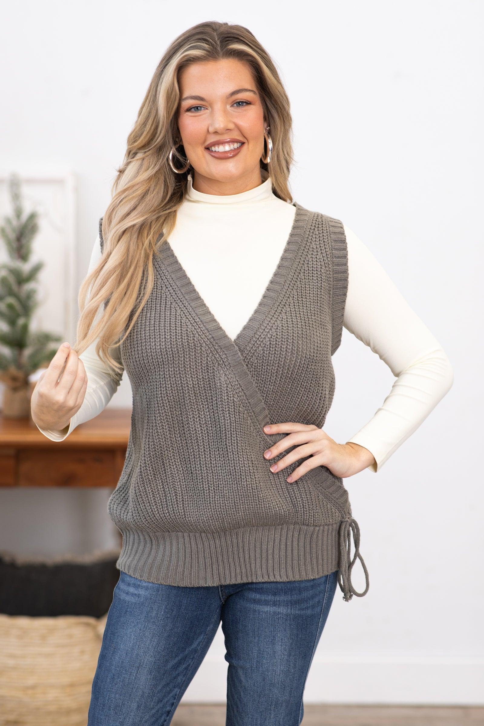 Grey Surplice Front Sweater Vest product image