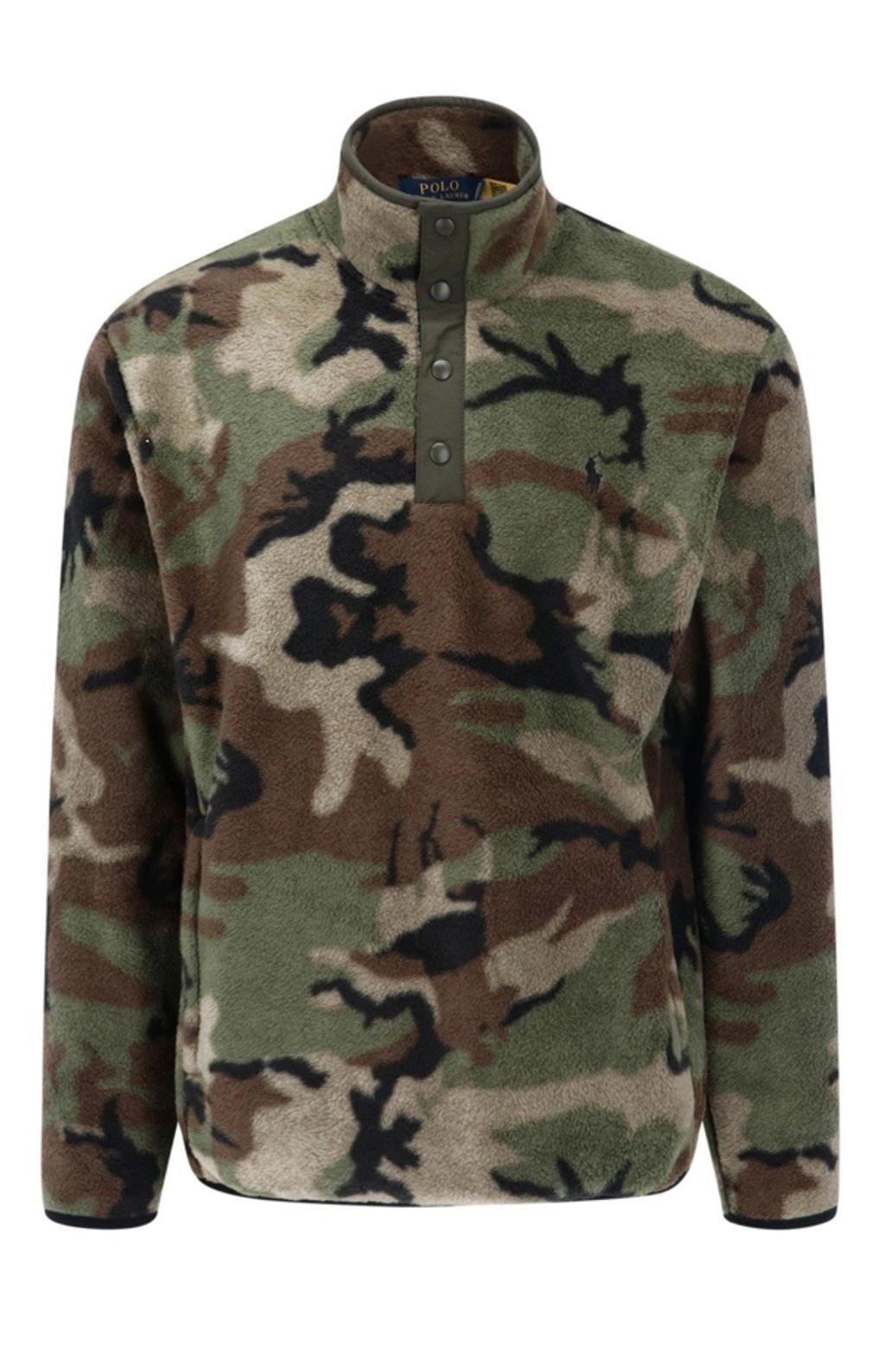 Sherpa Camo Buttoned Sweater In Verde Product Image