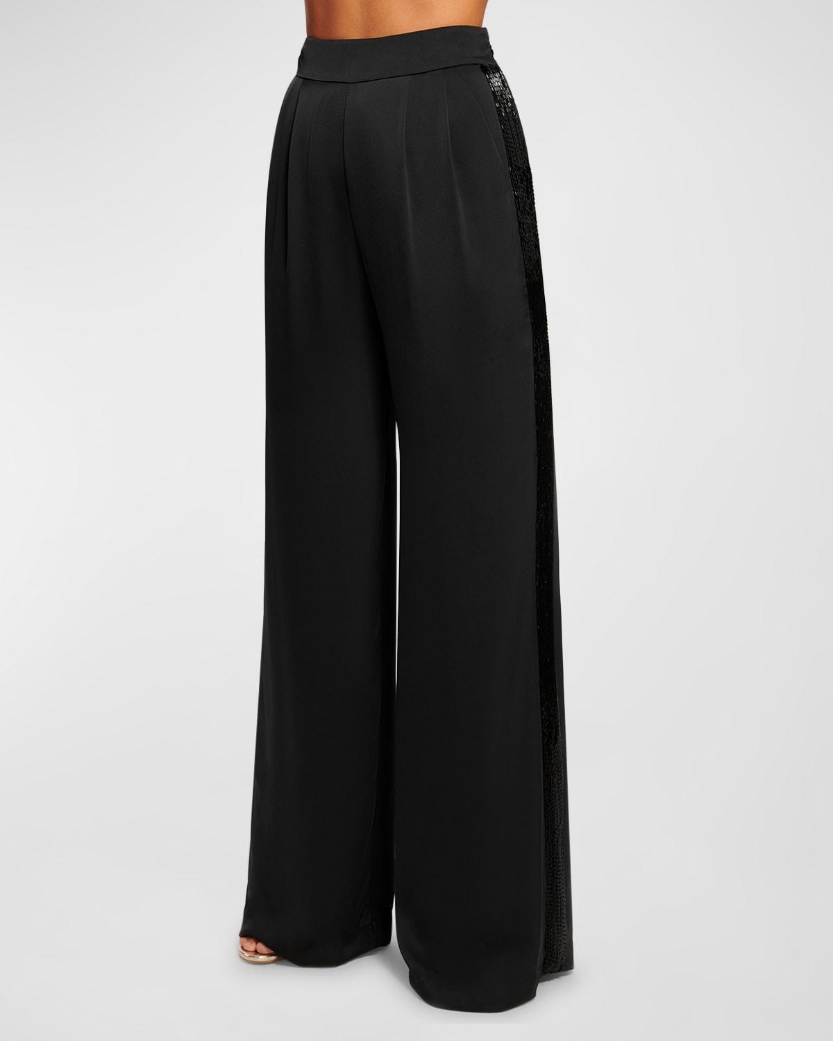 Malia Embellished Satin Wide-Leg Pants Product Image