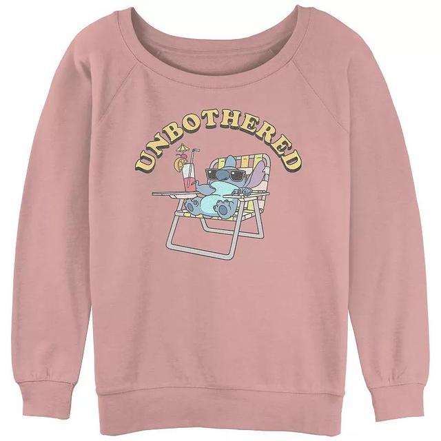 Disneys Lilo & Stitch Juniors Unbothered Stitch Slouchy Terry Graphic Pullover, Womens Product Image