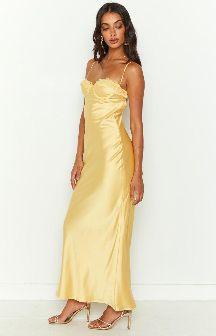 Mariana Yellow Lace Bust Midi Dress Product Image