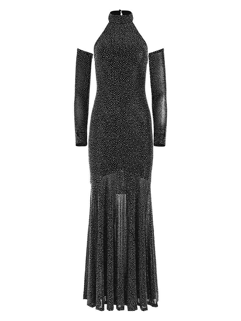 Fabiola Embellished Turtleneck Halter Gown Product Image