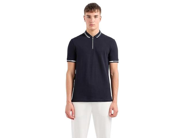 Armani Exchange Short Sleeve Zip-Up Logo Collar Polo Men's Clothing Product Image